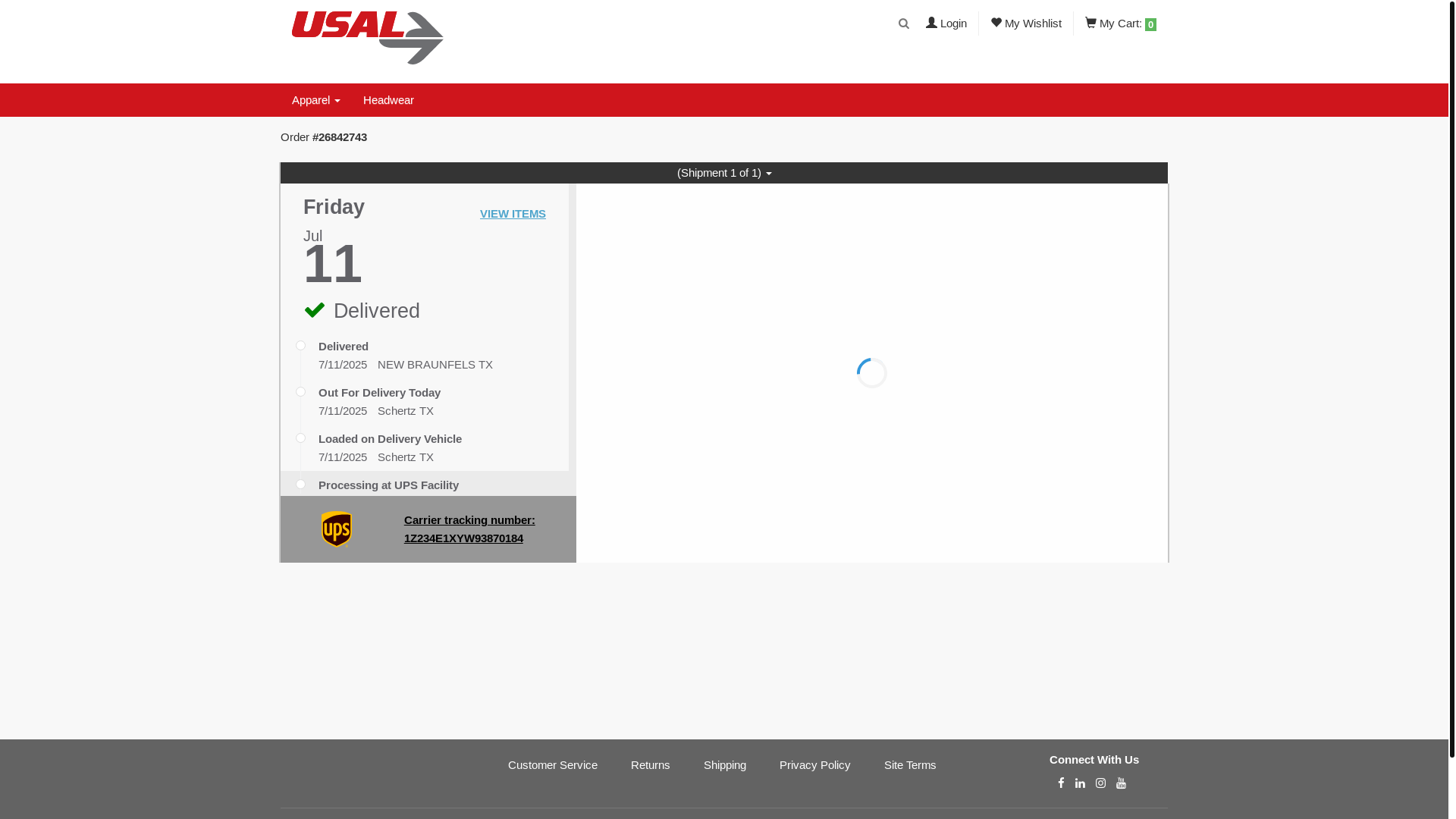 website screenshot of https://rqmb9ddl.r.us-east-1.awstrack.me/L0/https:%2F%2Fwww.usalgear.com%2Ftracking%2Fdetail%2F1Z234E1XYW93870184/1/010001980d102186-4859809b-0571-4e24-a7d3-44d6f4223177-000000/S7LcX-xvRpIbtfsmHdkY_sZXpkE=434