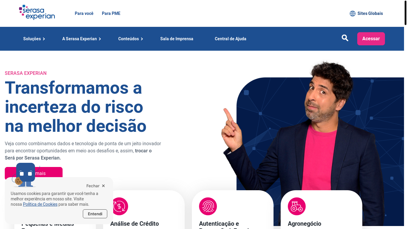website screenshot of https://www.serasaexperian.com.br/