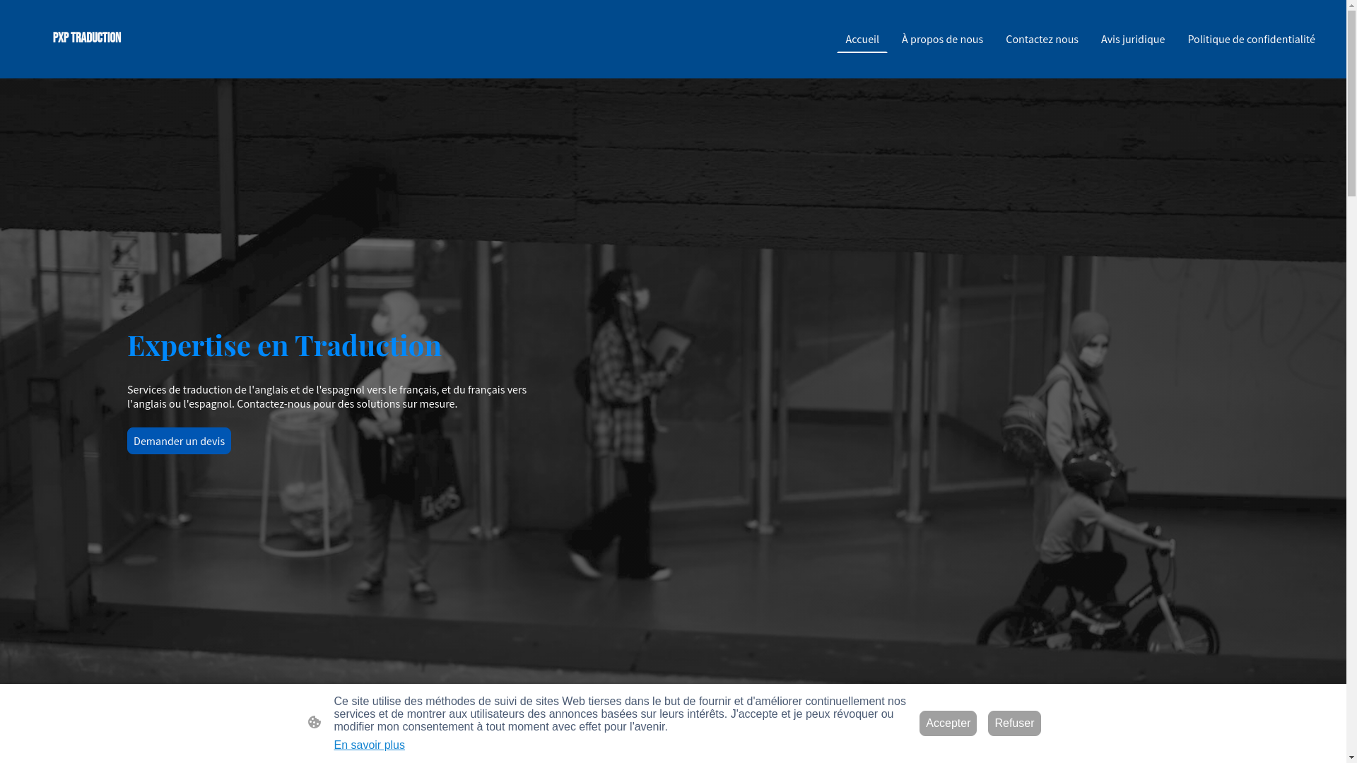 website screenshot of https://pxptraduction.com/