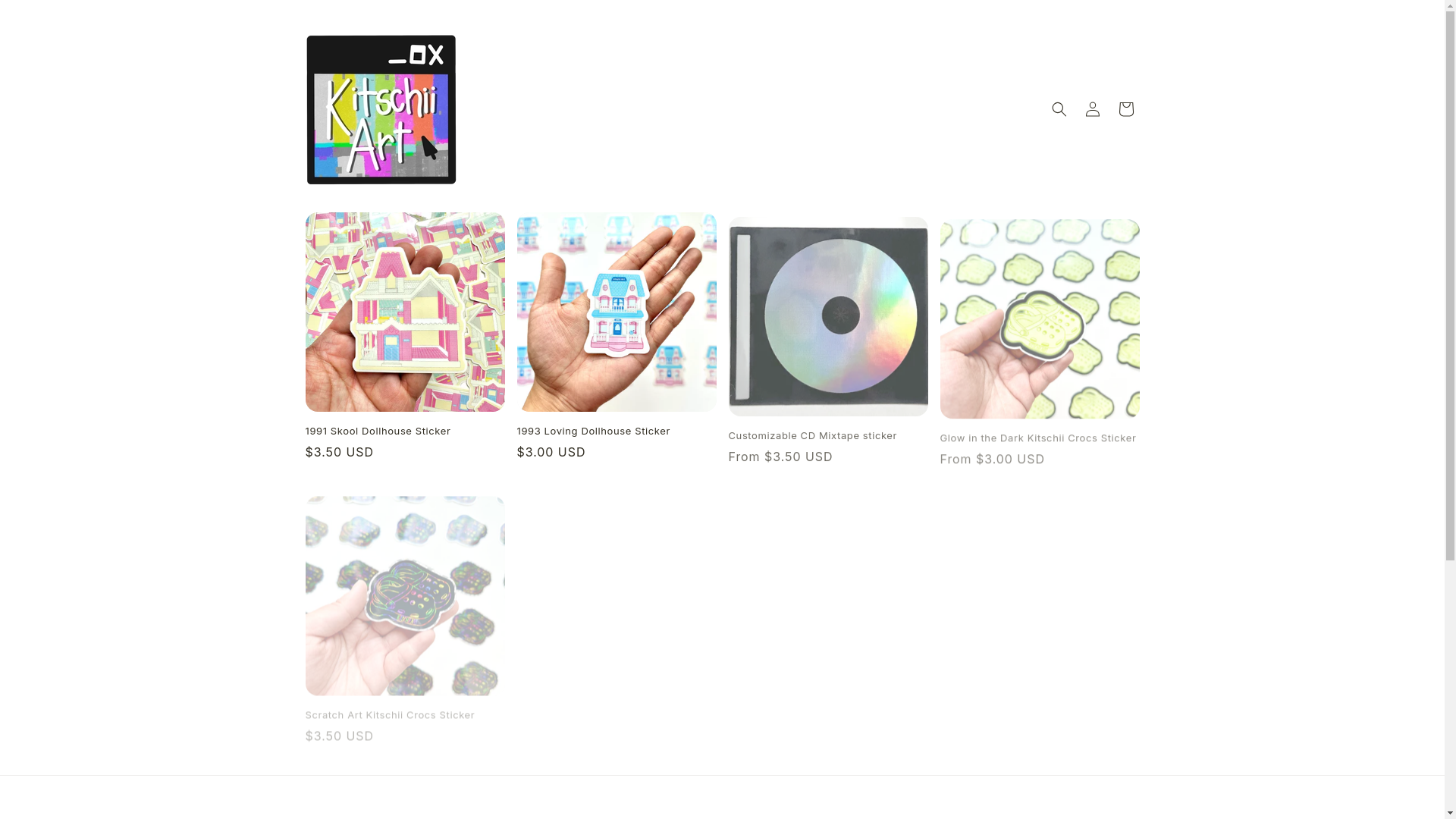 website screenshot of https://kitschiiart.com/