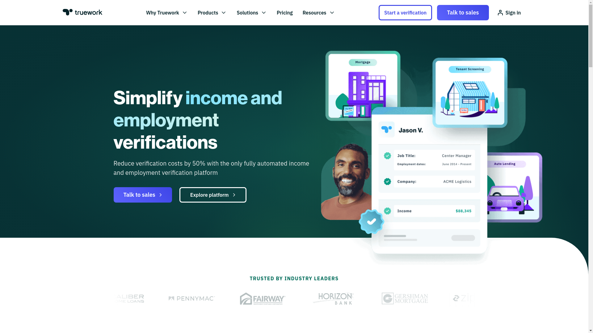 website screenshot of https://truework.com/