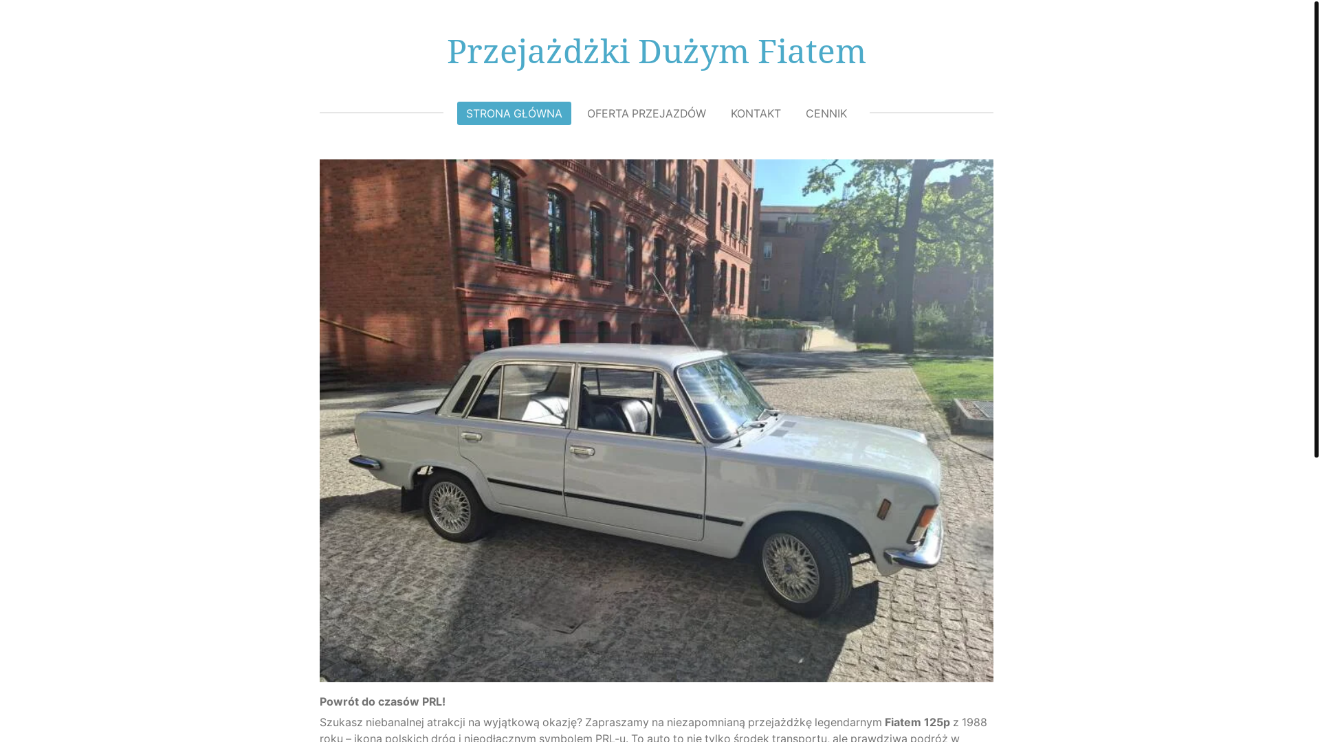 website screenshot of https://zwiedzanieduzymfiatem.eu/