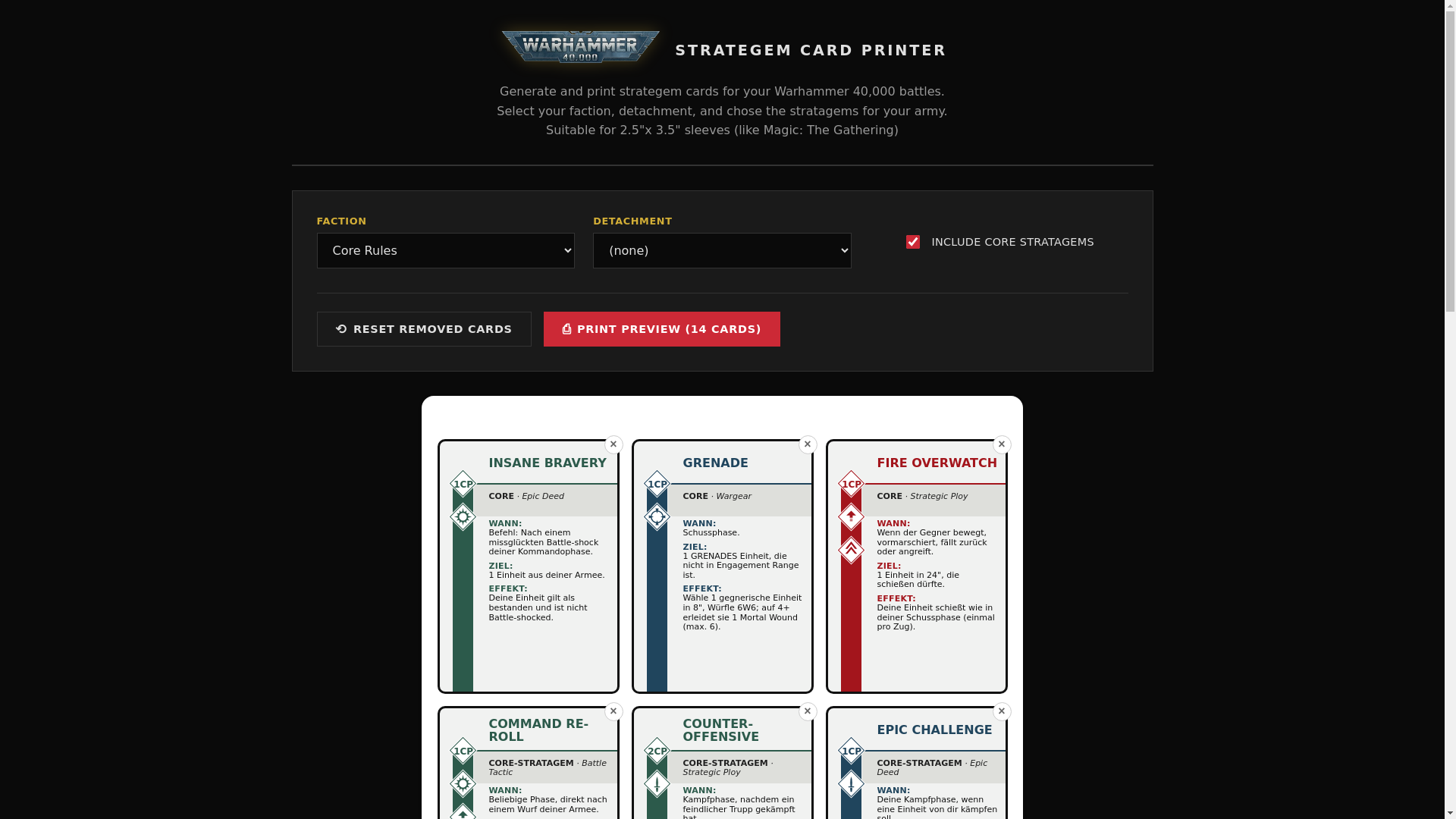 website screenshot of https://warhammer-40k-stratagem-card-generator.pages.dev/
