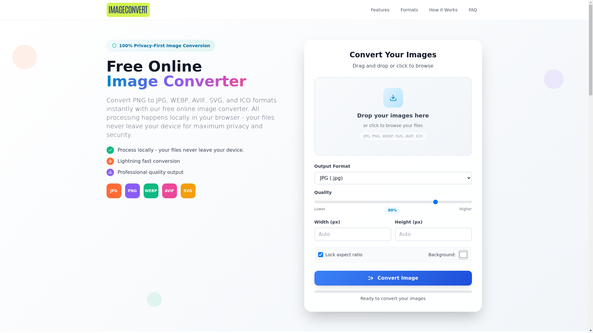 website screenshot of https://imageconvert.tech/