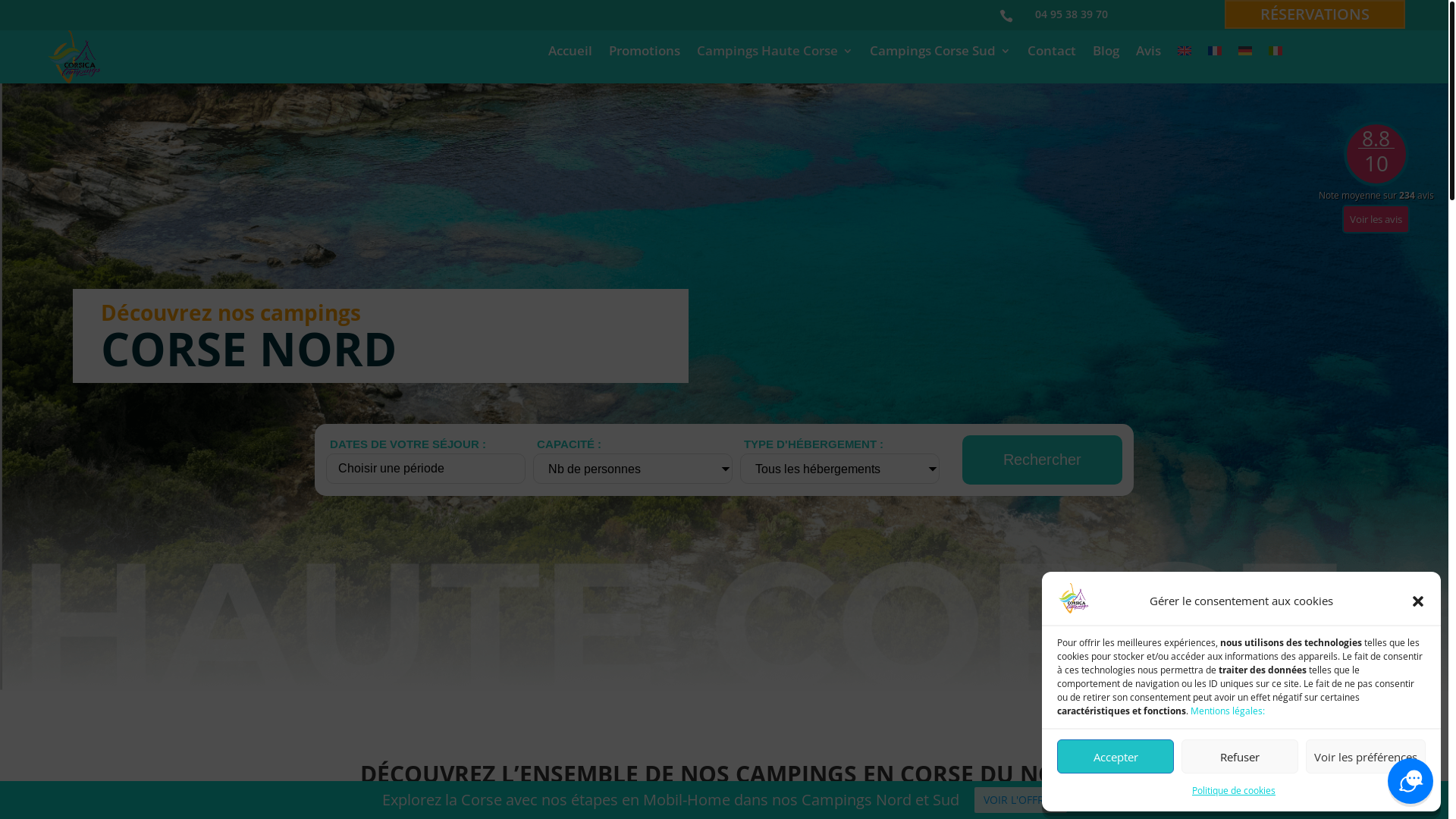 website screenshot of https://camping-haute-corse.fr/