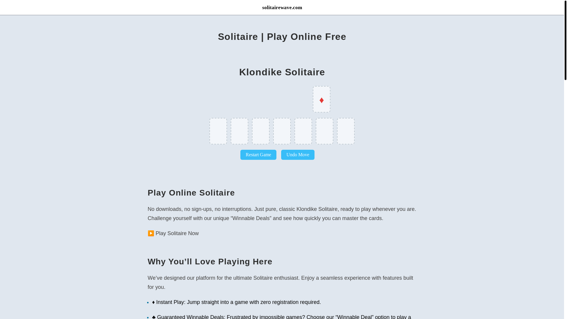 website screenshot of https://solitairewave.pages.dev/