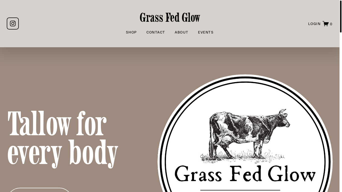 website screenshot of https://grassfedglow44.com/