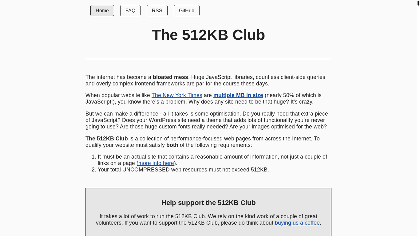 website screenshot of https://512kb.club/
