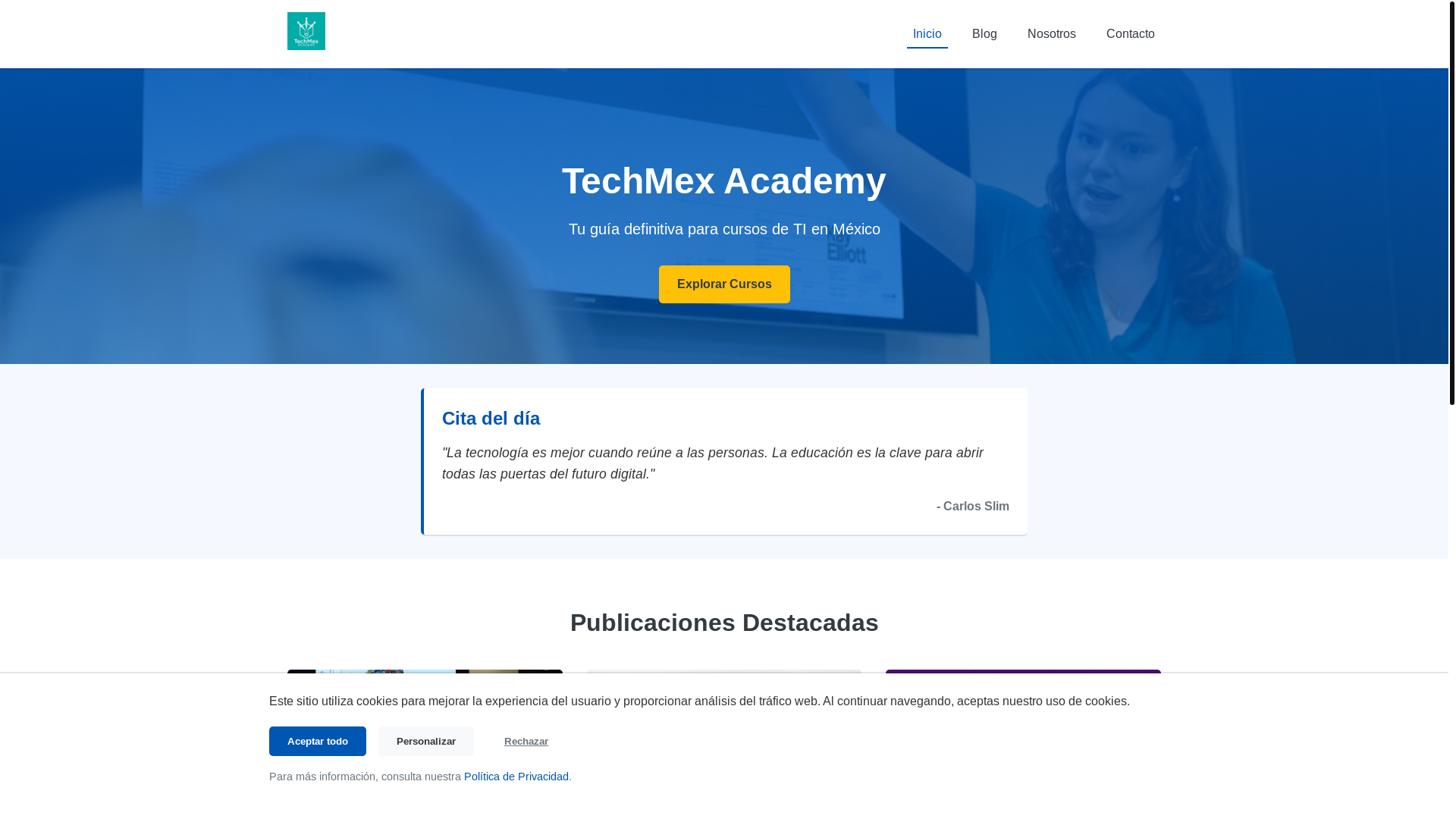 website screenshot of https://techmexacademynew.com/