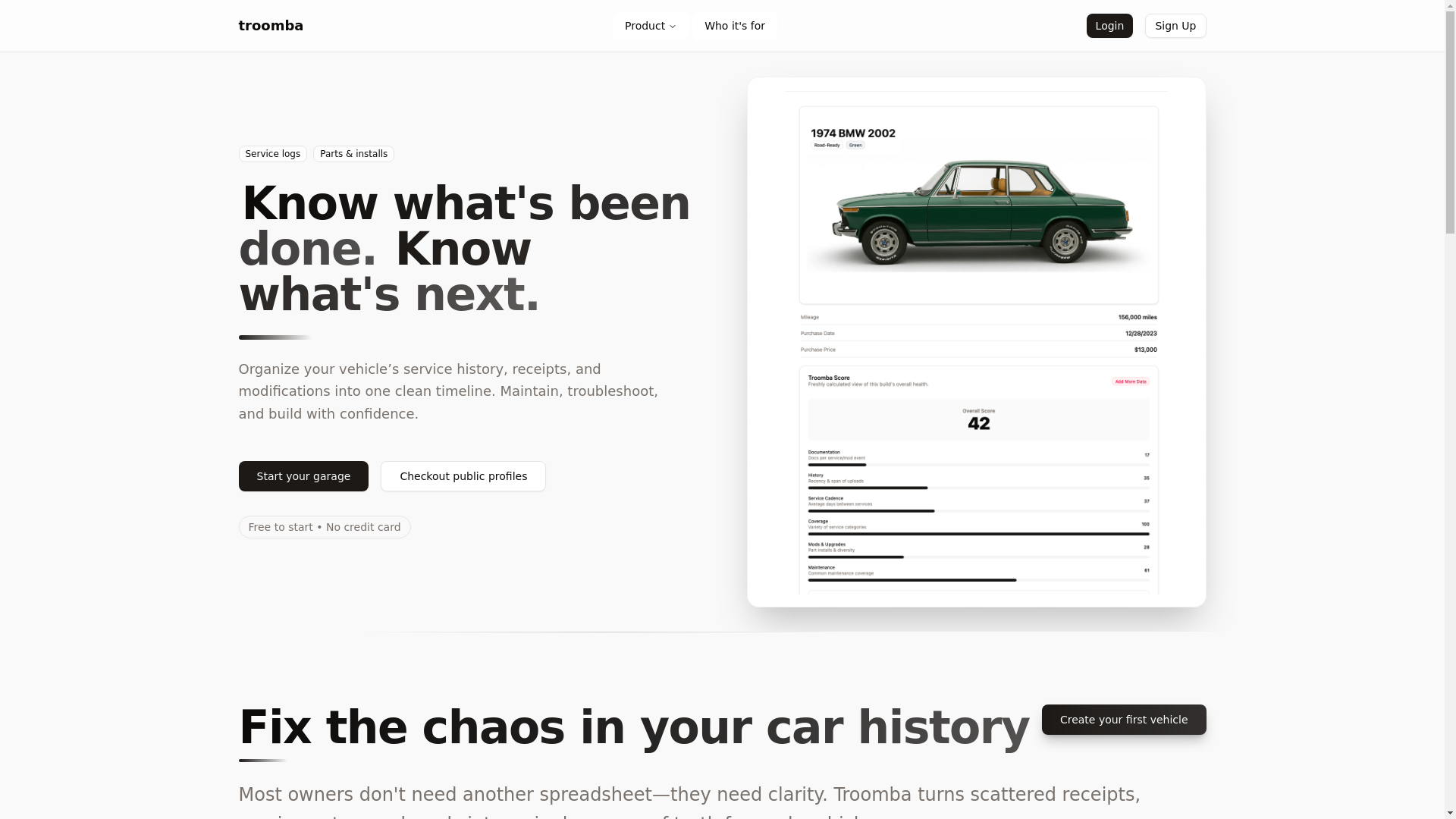 website screenshot of https://www.troomba.ai