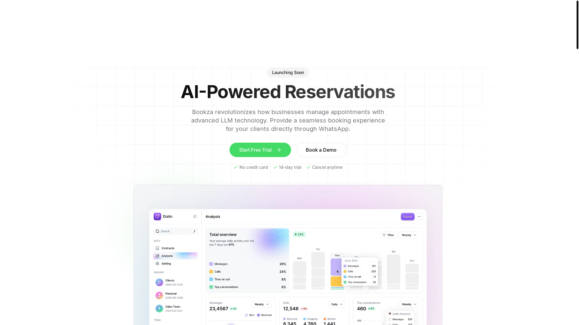 website screenshot of https://bookza.ai/