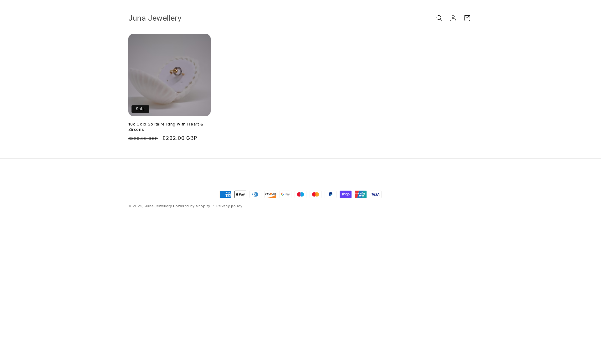 website screenshot of https://junajewellery.store/