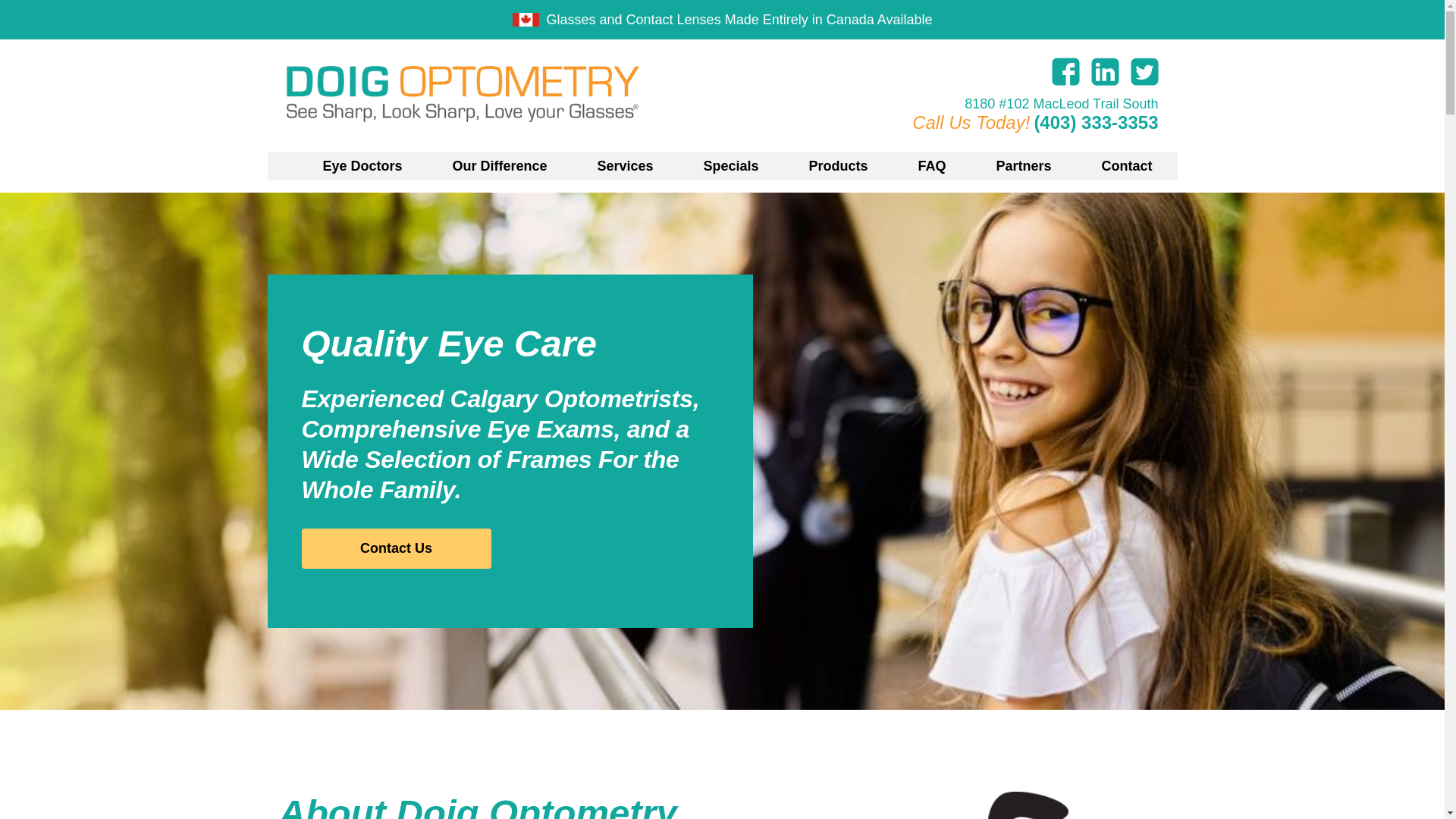 website screenshot of https://doigoptometry.com/