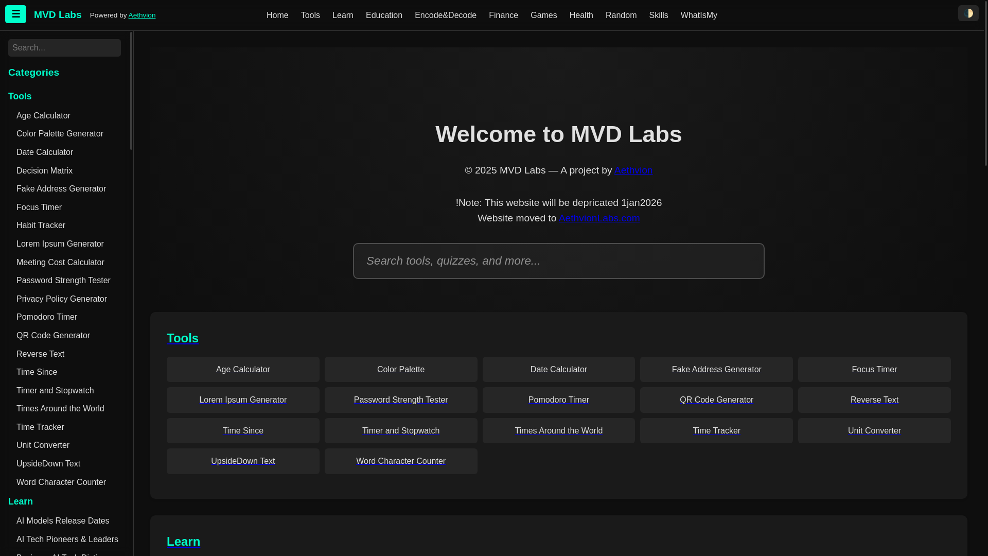 website screenshot of https://mvdlabs-com.pages.dev/