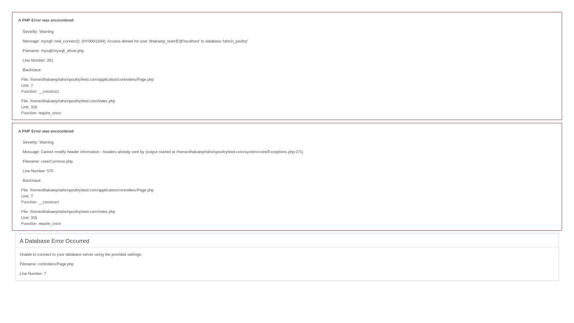 website screenshot of https://tahsinpoultryfeed.com/