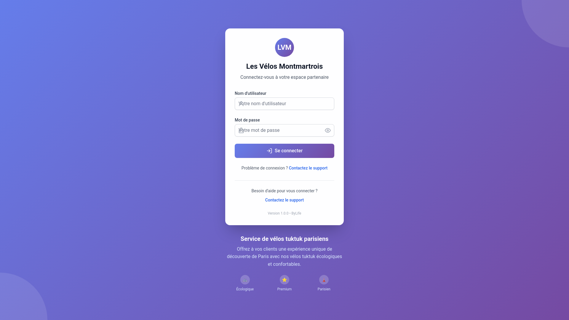 website screenshot of https://lesvelosmonmartrois.fr/