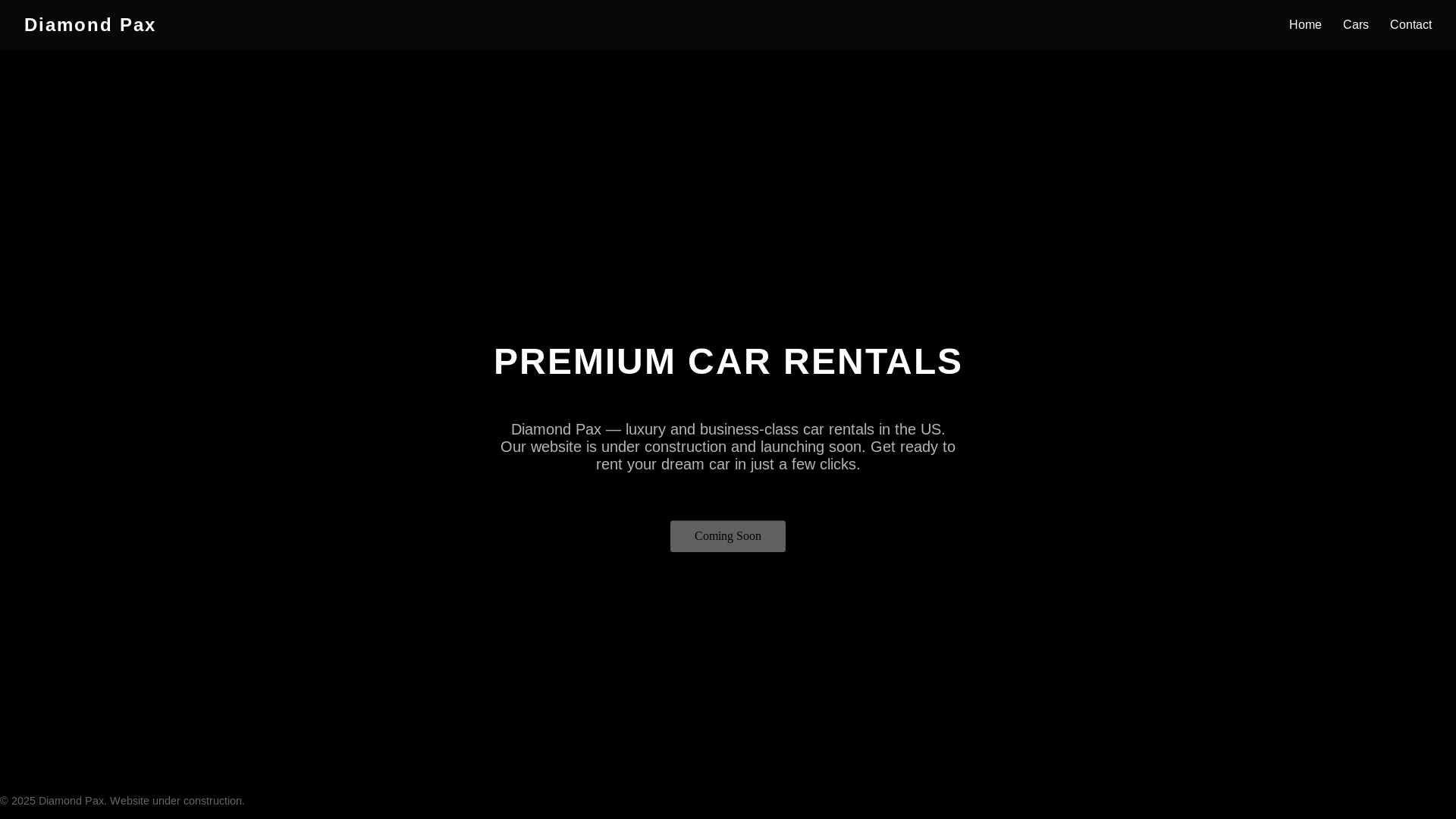 website screenshot of https://diamondpax.com/