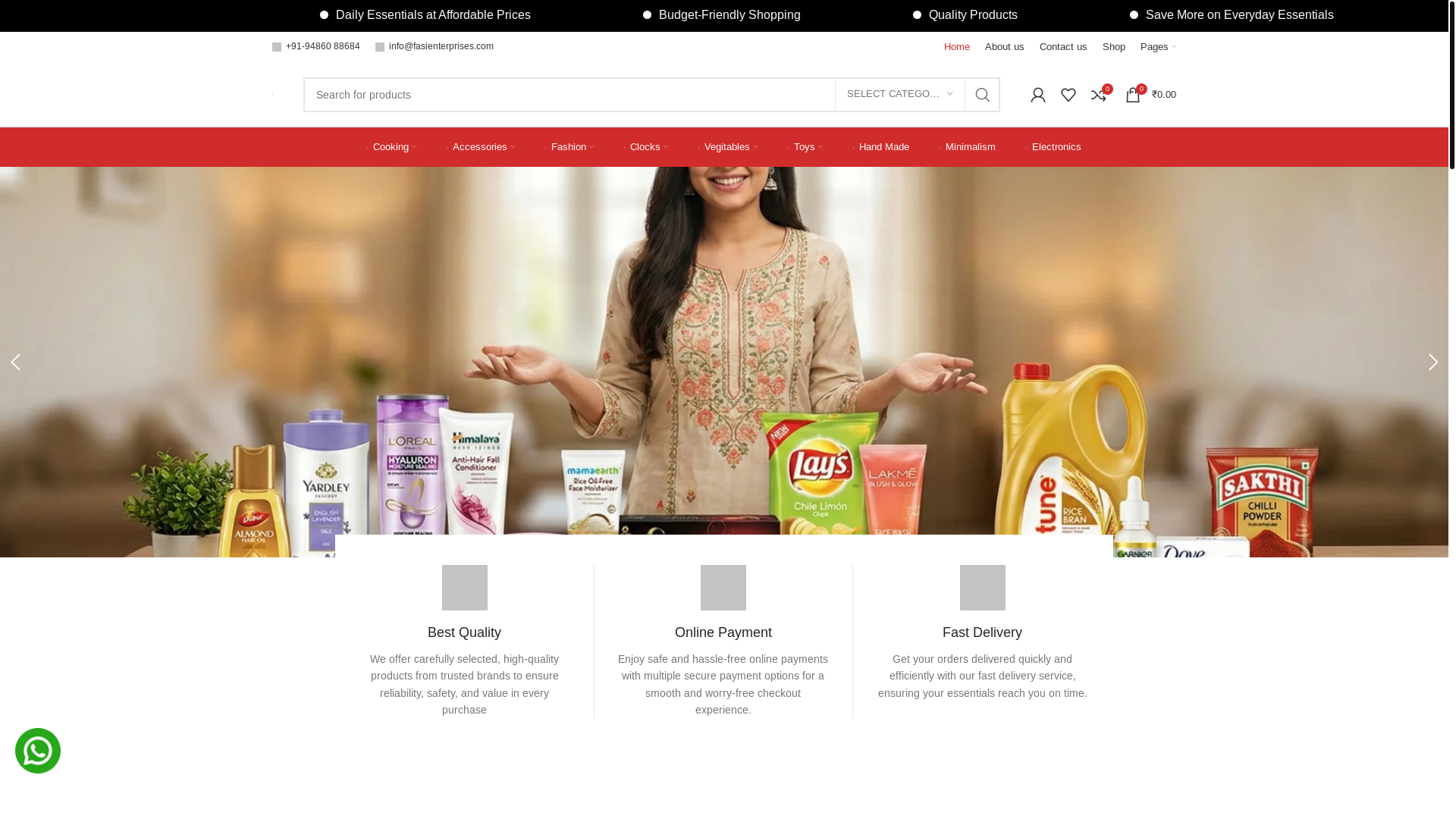 website screenshot of https://fasienterprises.com/