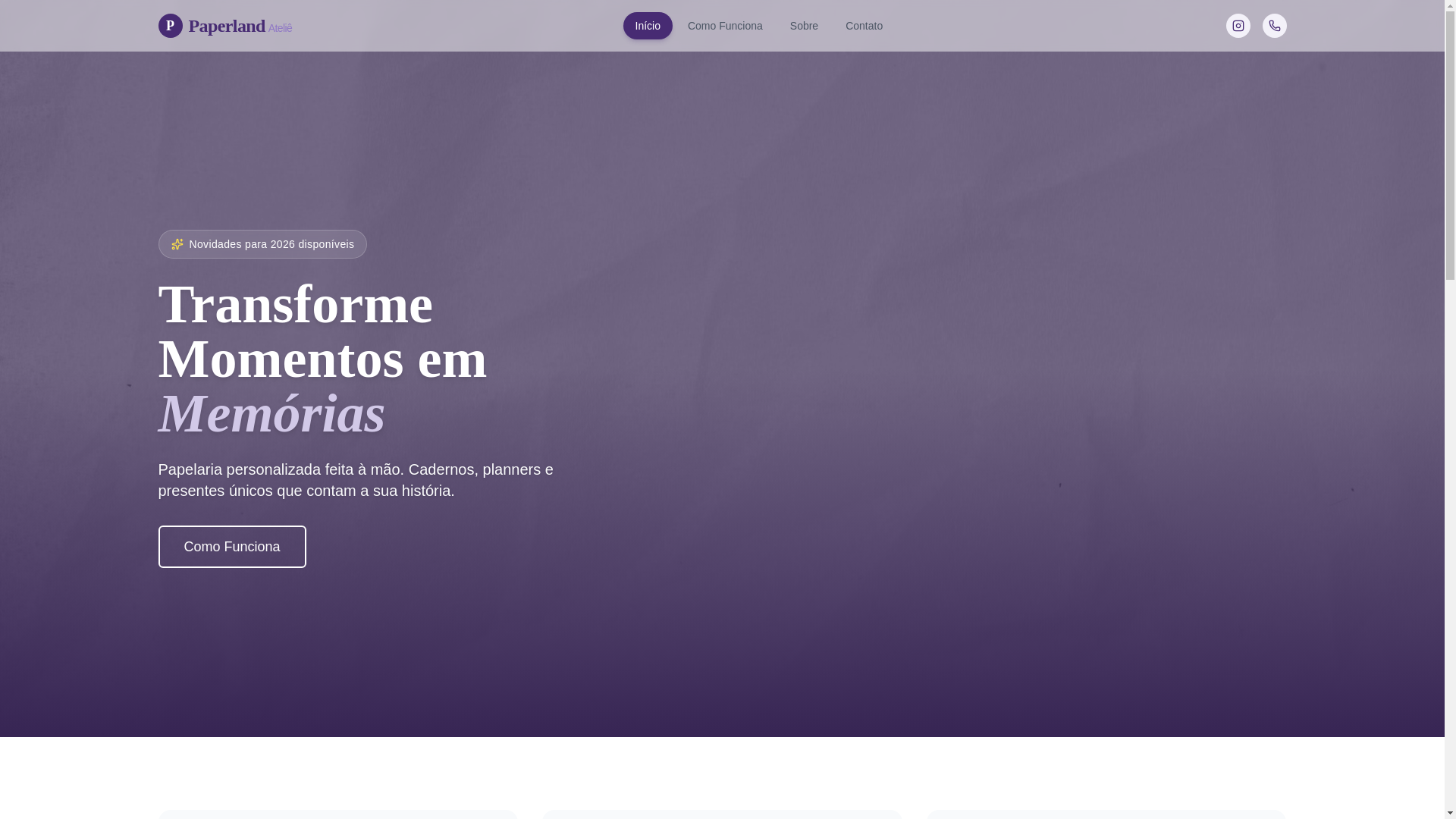 website screenshot of https://paperlandatelie.com.br/