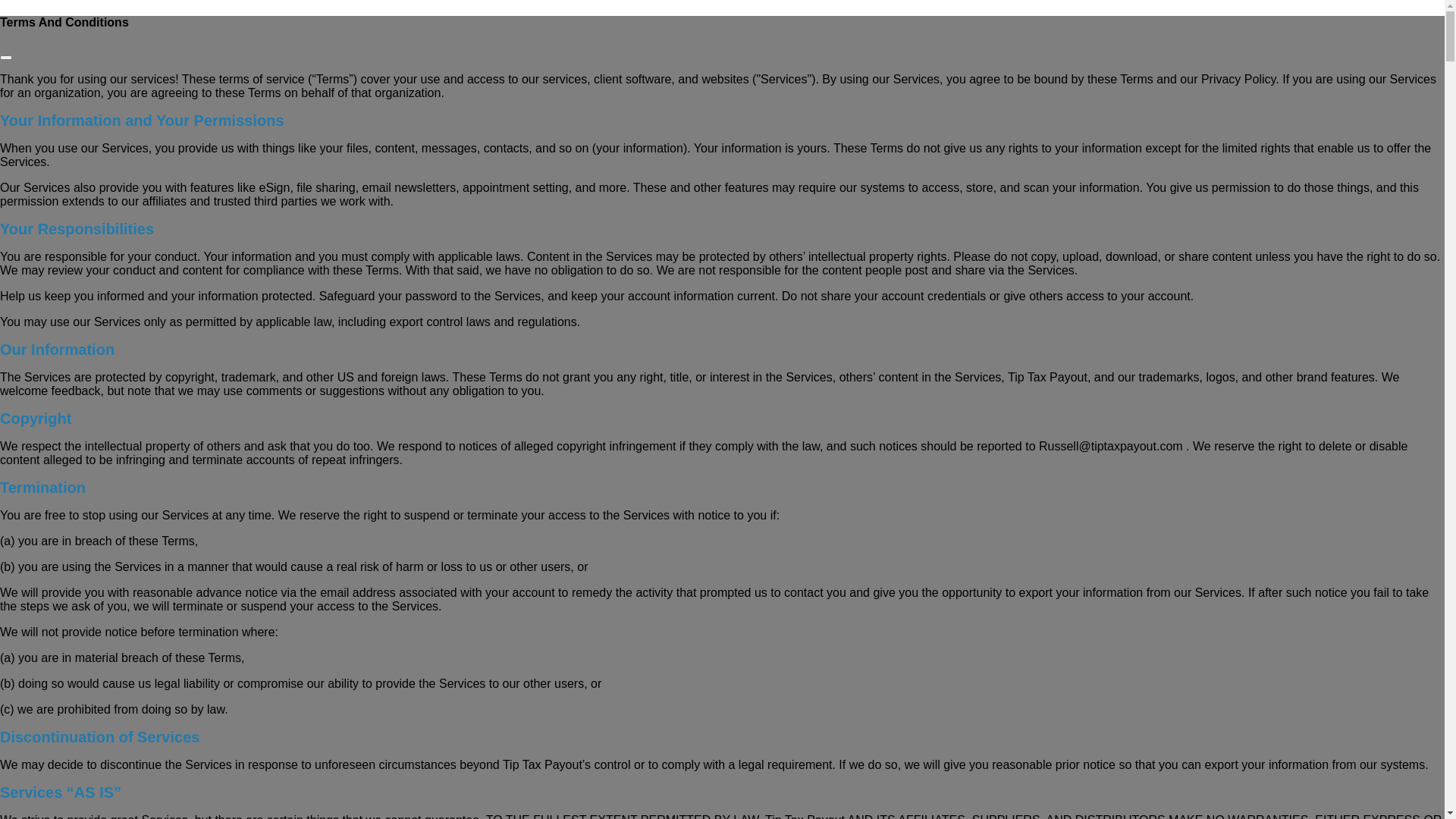 website screenshot of https://tiptaxpayout.com/