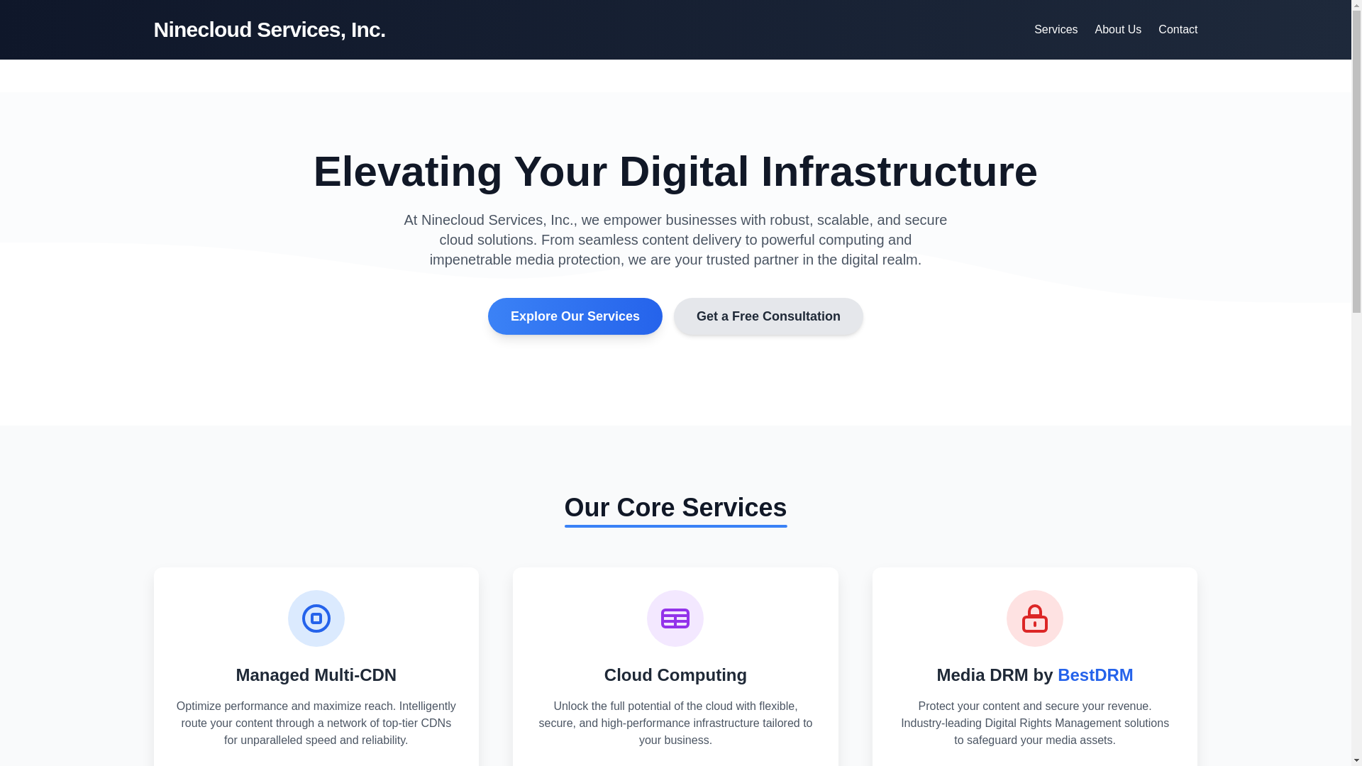 website screenshot of https://9cloudservices.com/