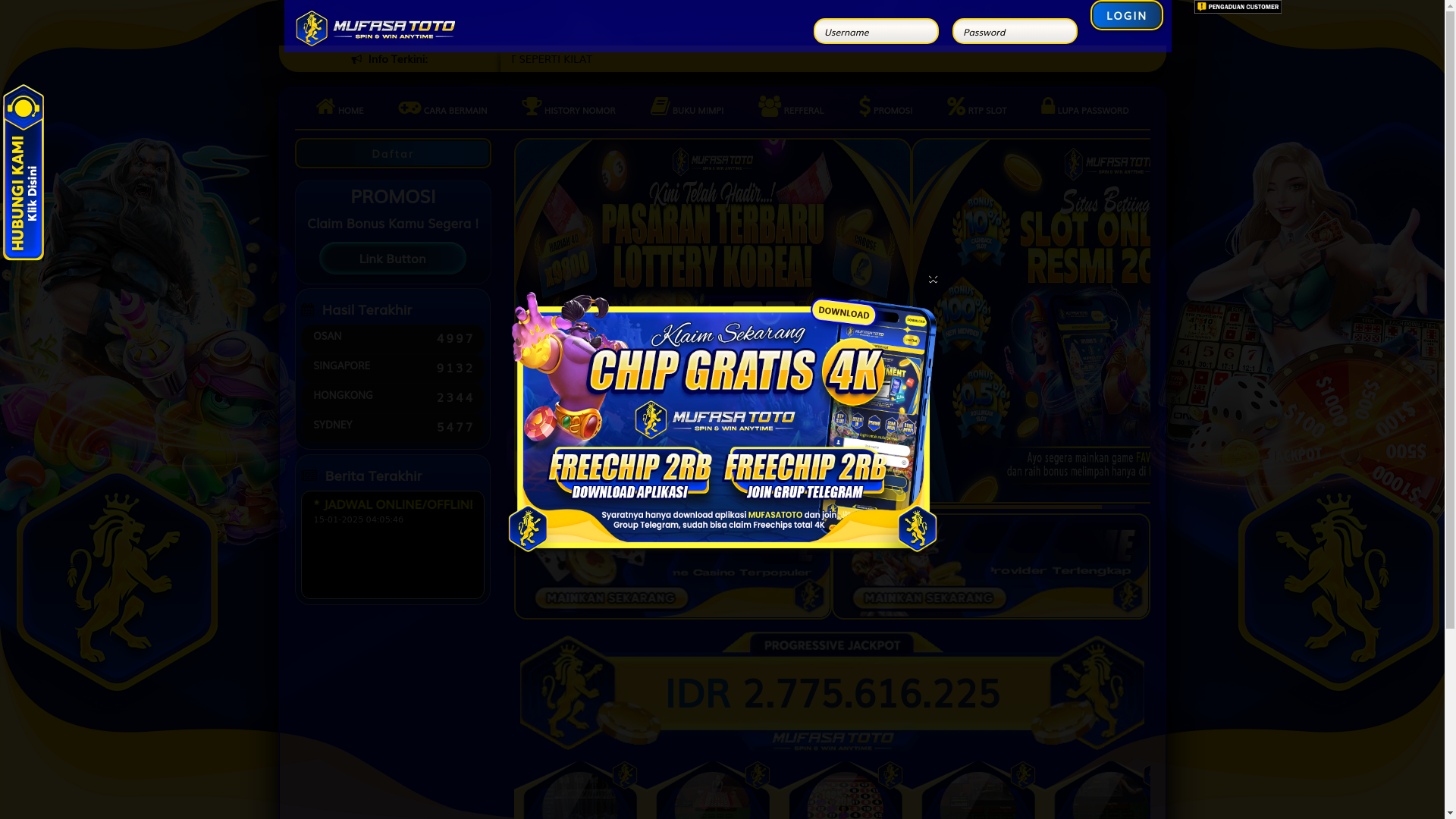website screenshot of https://mufasatotojujur.com/