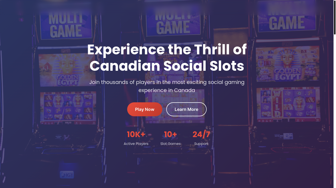website screenshot of https://canadiansocialslotsworld.com/