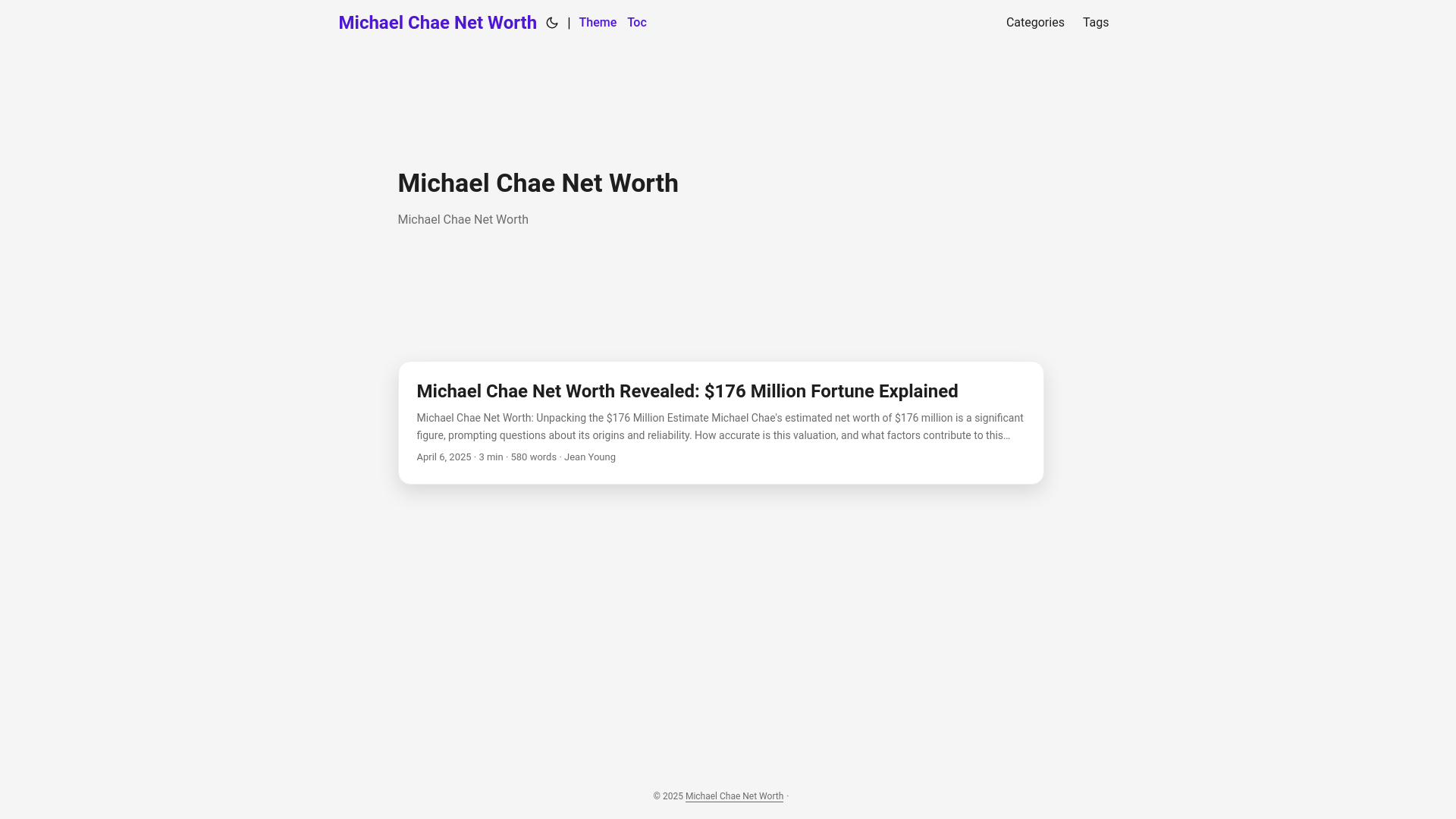 website screenshot of https://michael-chae-net-worth.pages.dev/