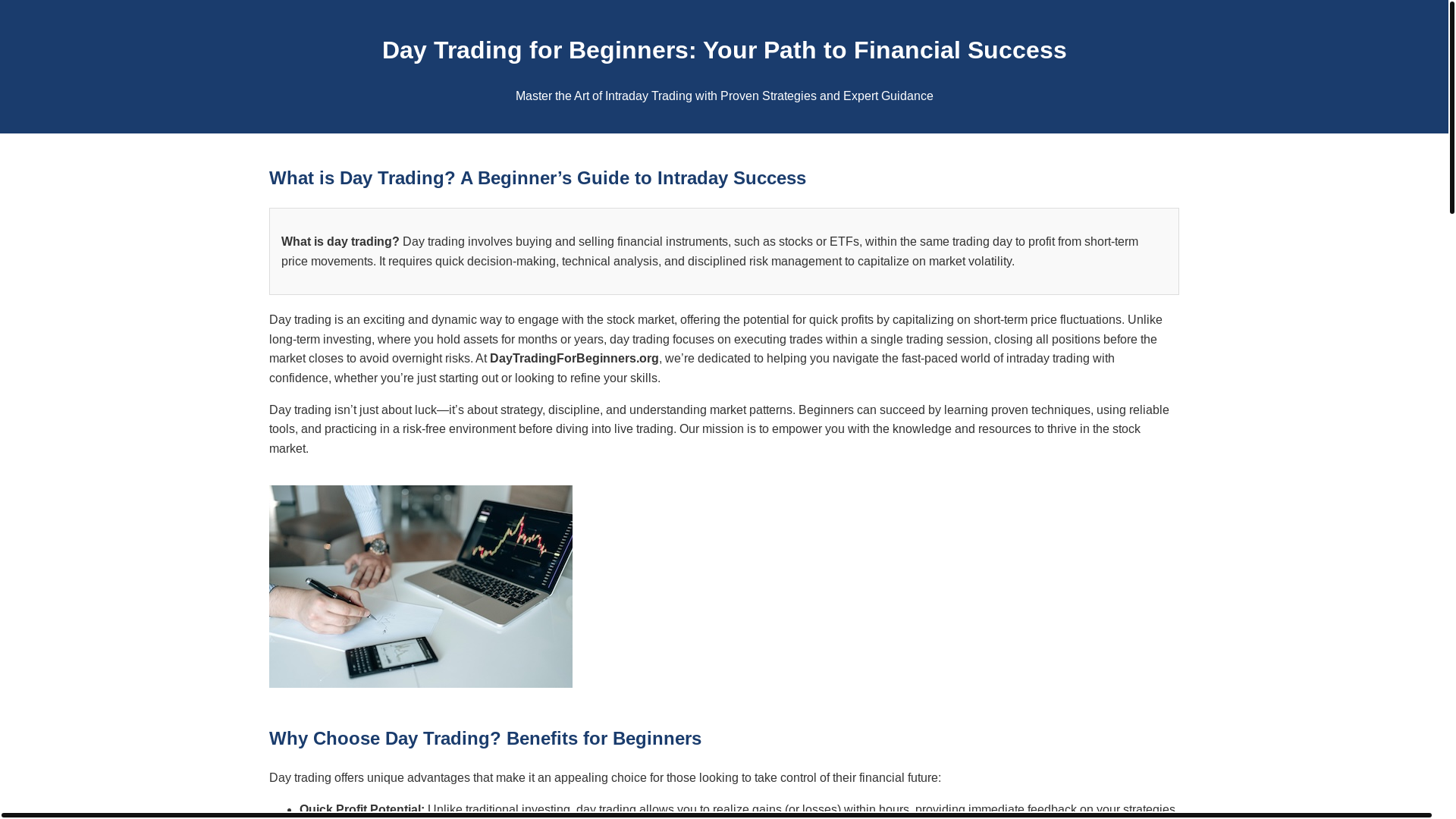website screenshot of https://daytradingforbeginners.org/