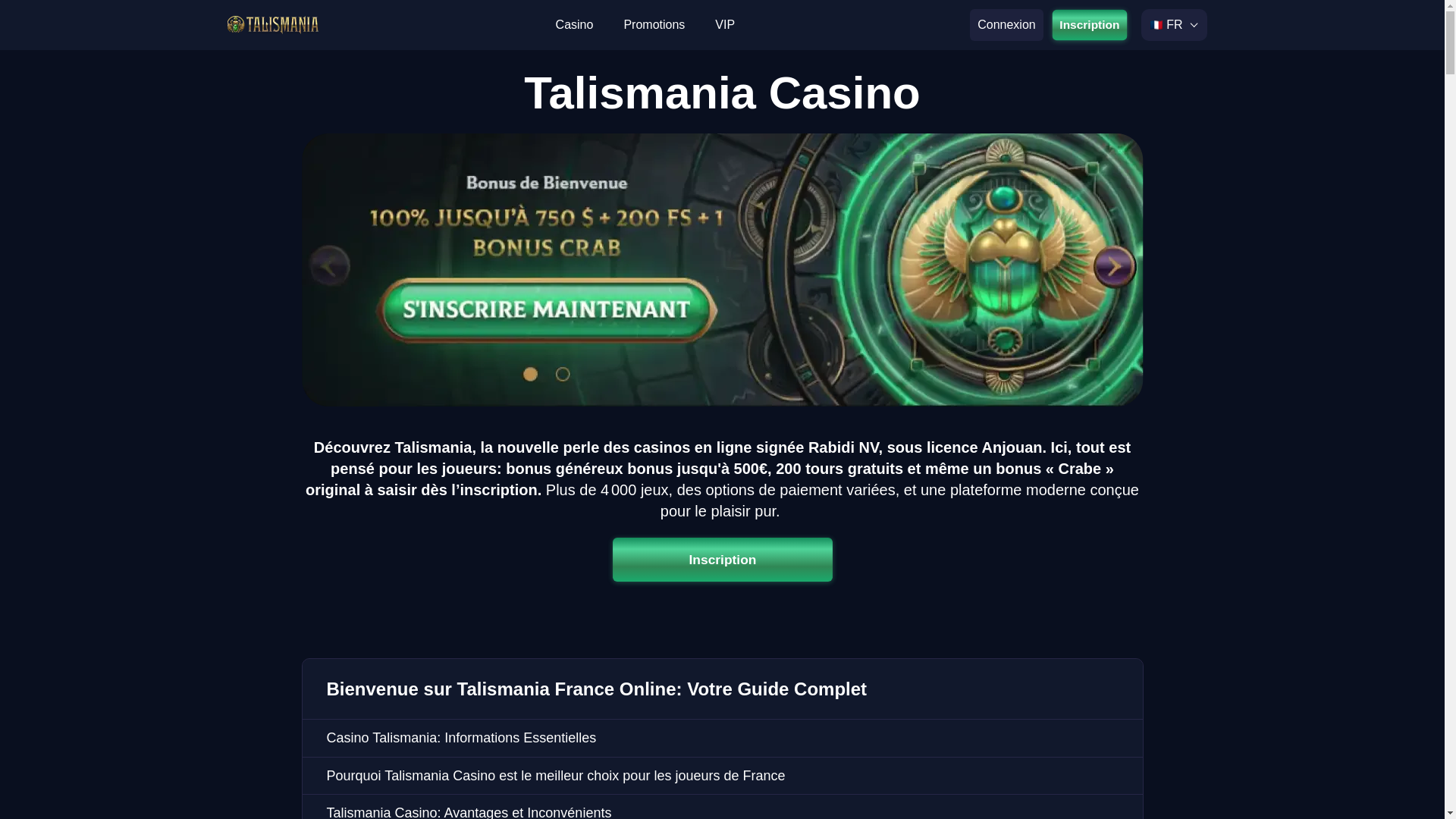website screenshot of https://talismaniacasinos-fr-11478.pages.dev/