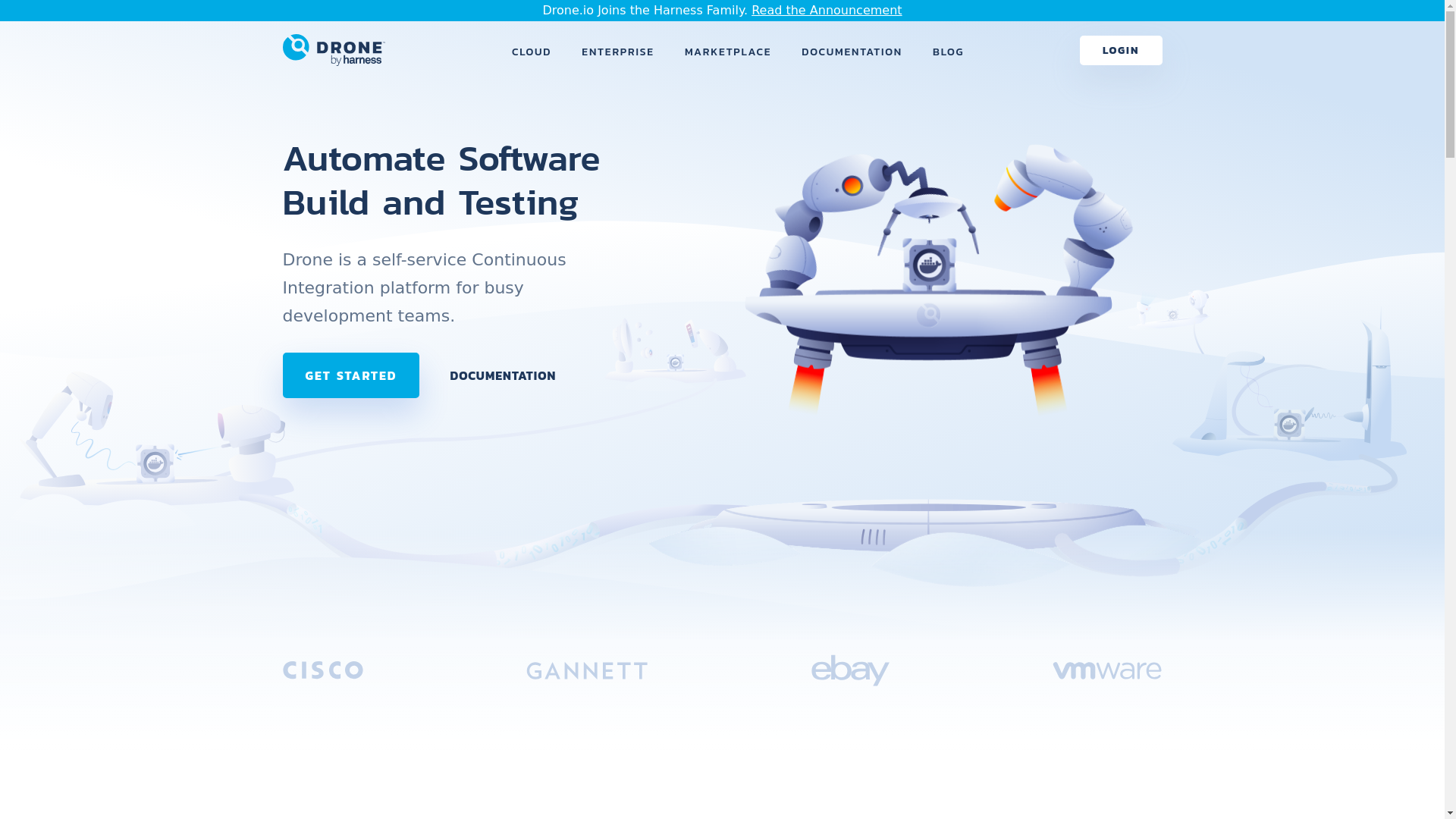 website screenshot of https://www.drone.io/