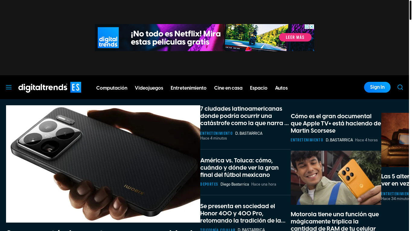 website screenshot of https://es.digitaltrends.com/