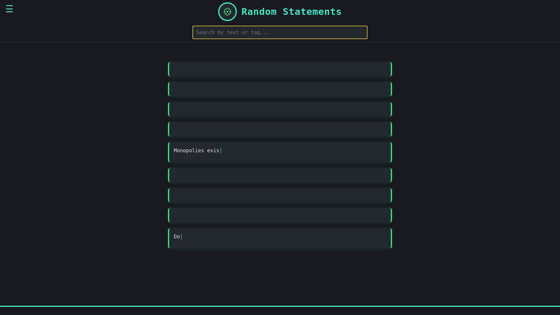 website screenshot of https://randomstatements.pages.dev/