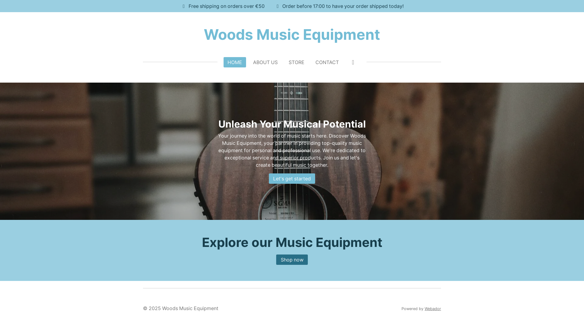 website screenshot of https://woodsmusicequipment.com/
