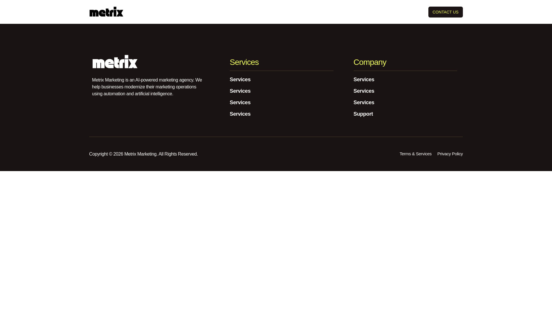 website screenshot of https://metrix.works/
