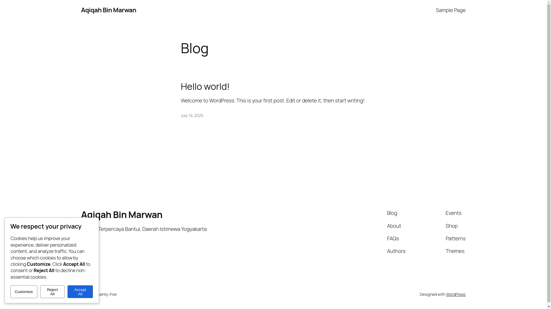 website screenshot of https://aqiqahbinmarwan.online/