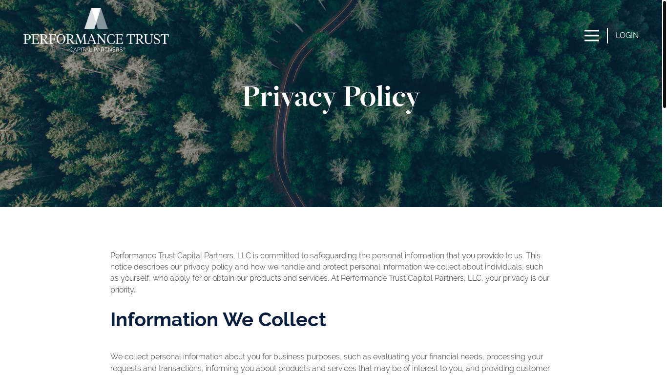 website screenshot of https://www.performancetrust.com/privacy-policy