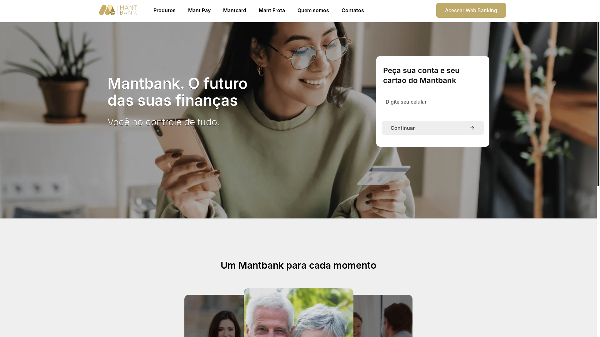 website screenshot of https://mantibank.com.br/