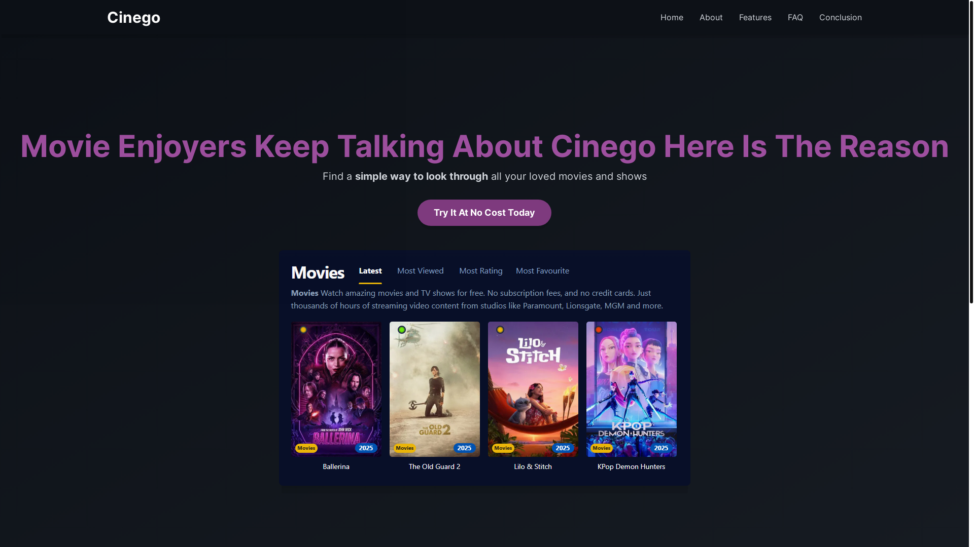 website screenshot of https://cinego-6vra.pages.dev/