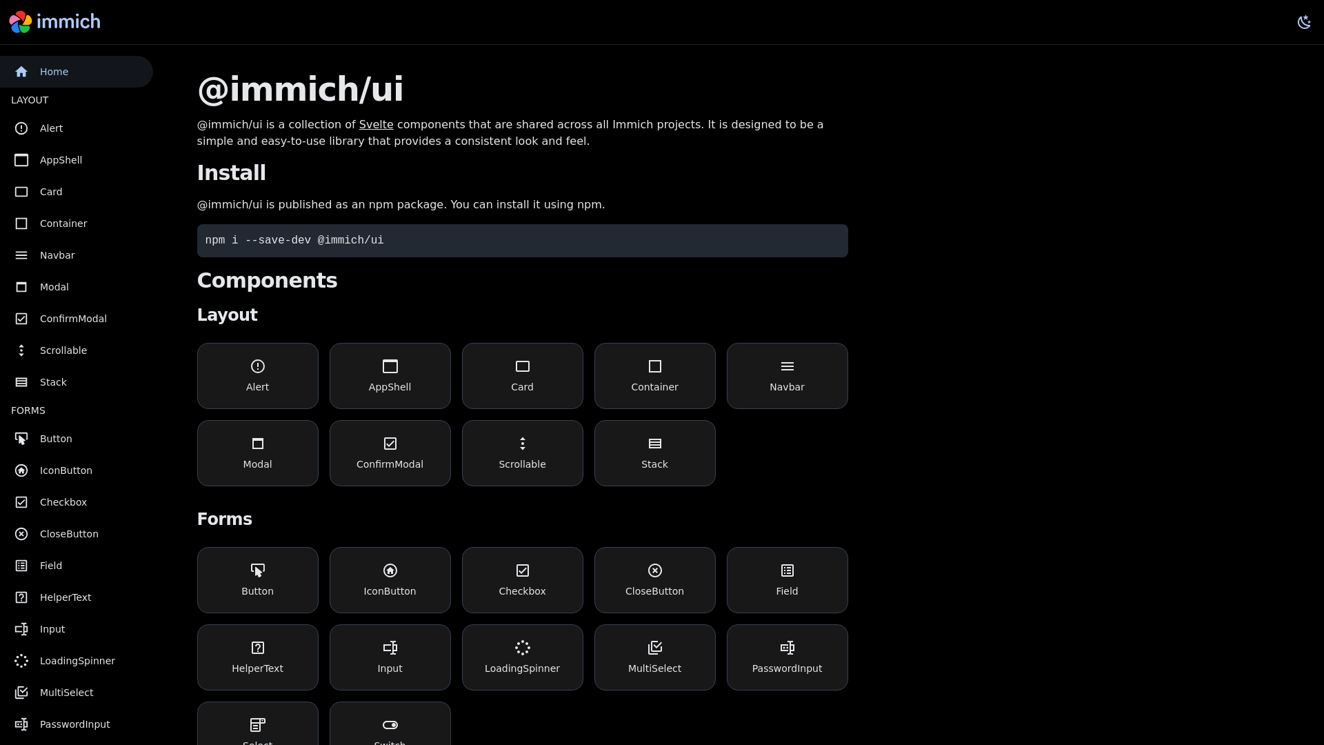 website screenshot of https://ui-immich-app-dev.pages.dev/