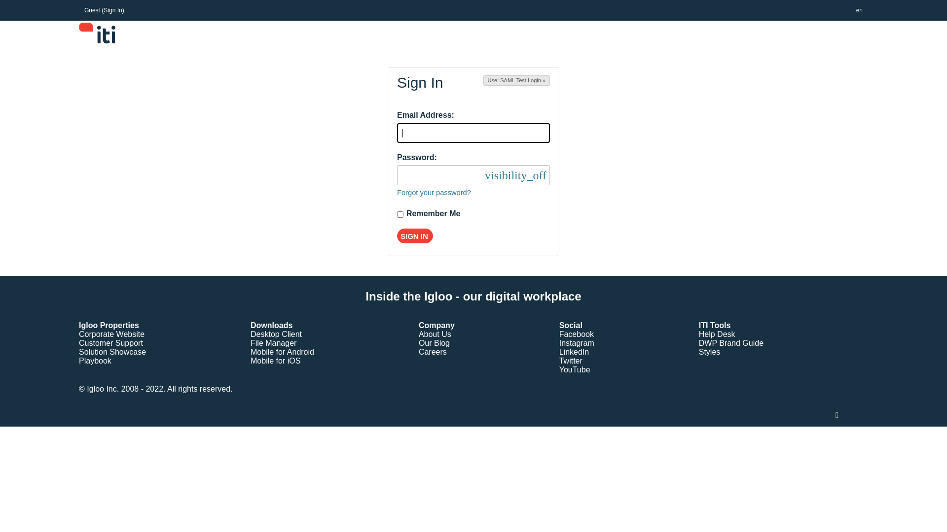 website screenshot of https://insidetheigloo.com/?signin
