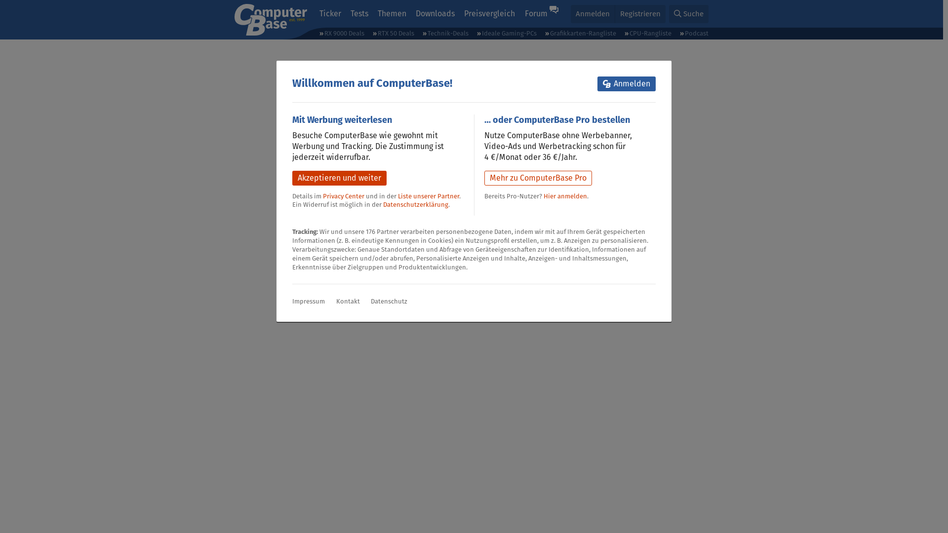 website screenshot of https://computerbase.de/