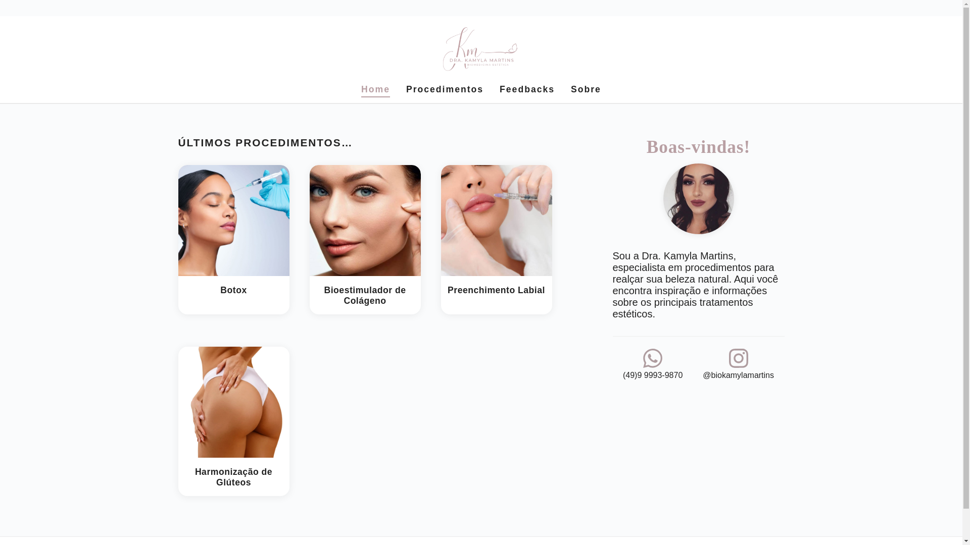 website screenshot of https://drakamylamartins.com.br/