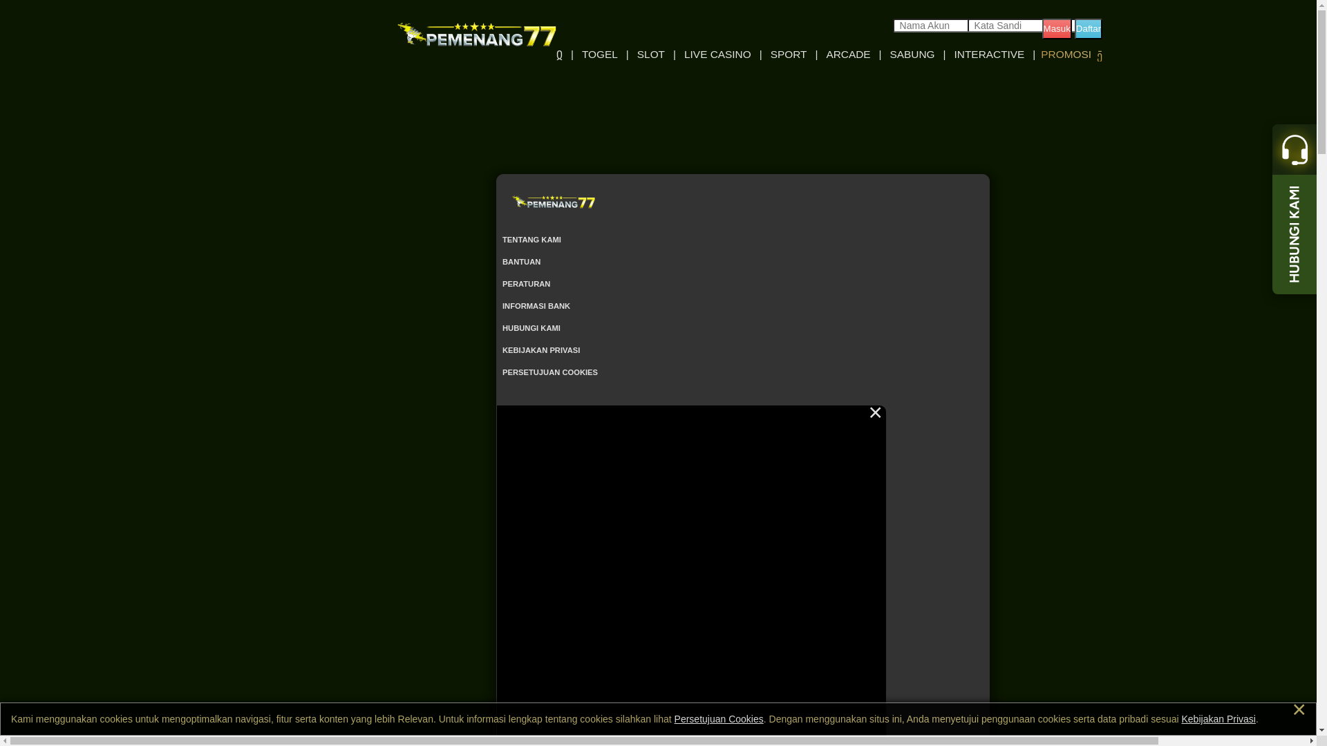 website screenshot of https://1pemenang77.net/