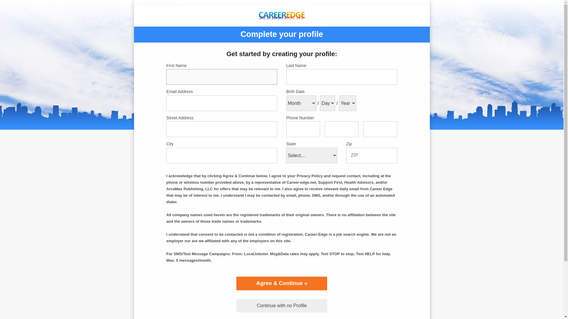 website screenshot of https://career-edge.net/signup