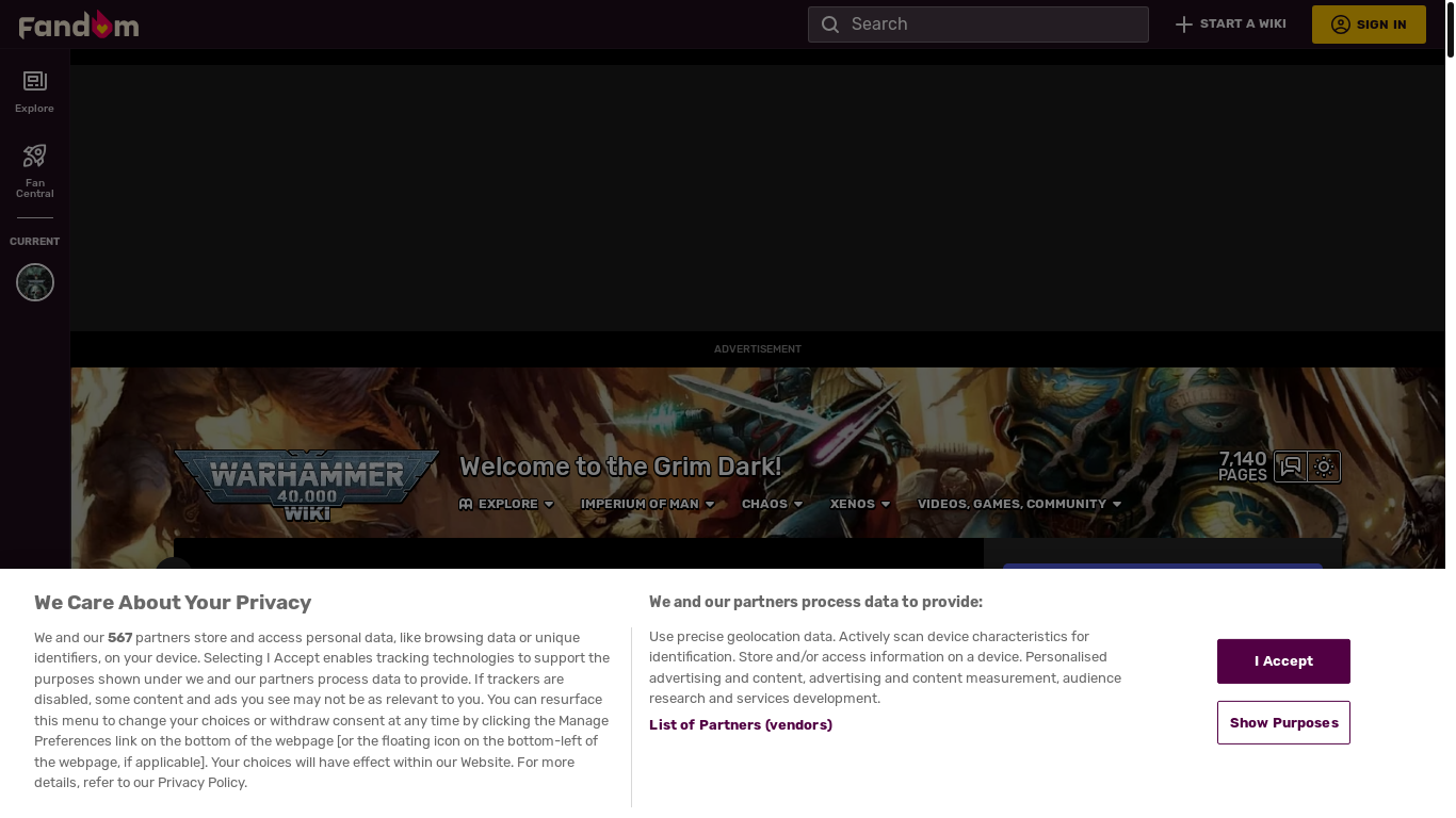 website screenshot of https://warhammer40k.fandom.com/wiki/Death_World