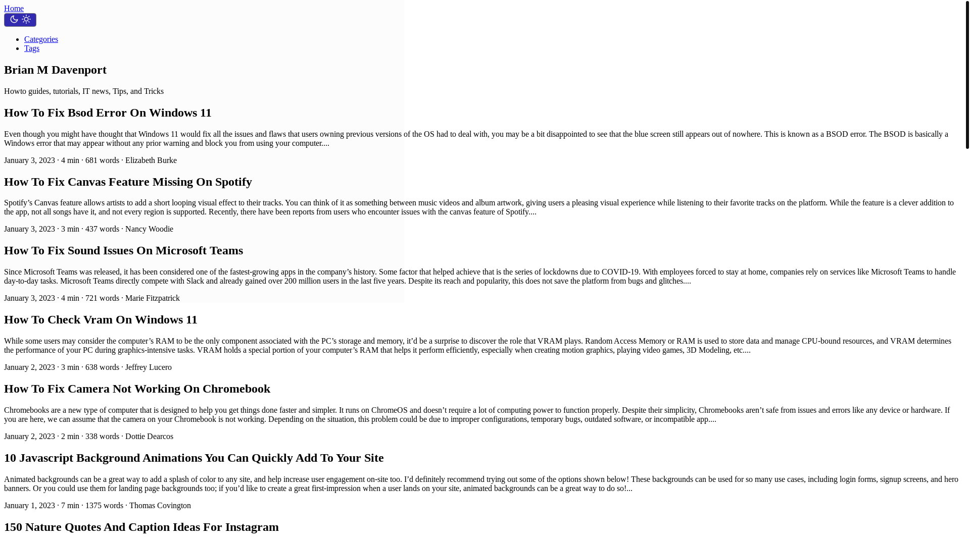 website screenshot of https://brianmdavenportg.pages.dev/