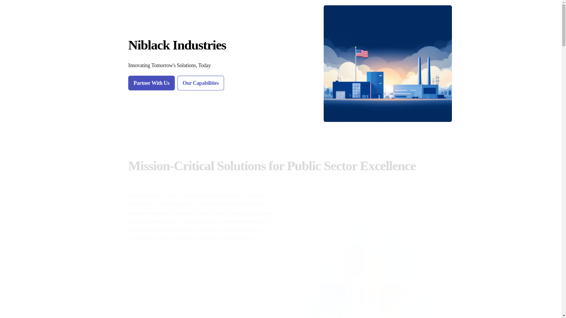 website screenshot of https://niblackindustries.com/