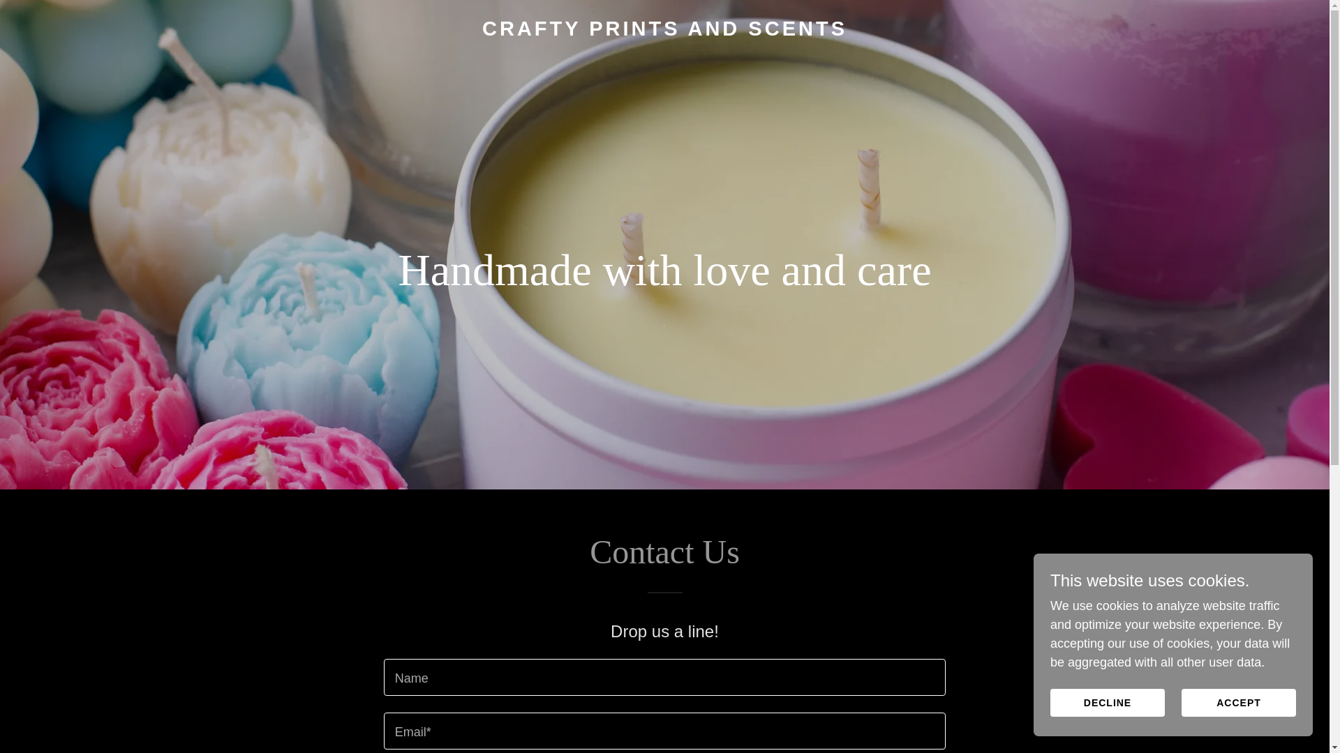 website screenshot of https://craftyprintsandscents.art/