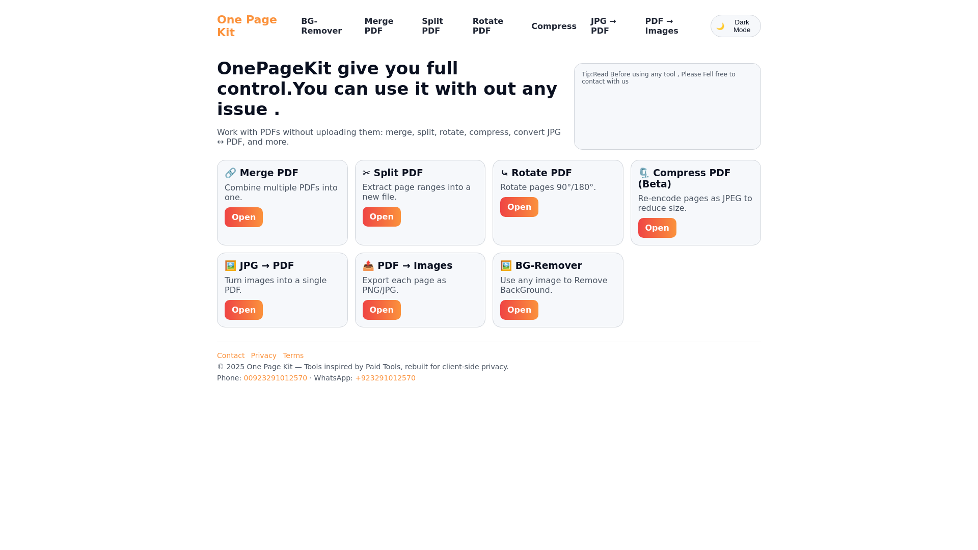 website screenshot of https://onepagekit1.pages.dev/